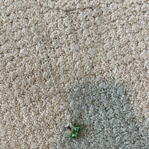 Silver Necklace with Green Clover Pendant